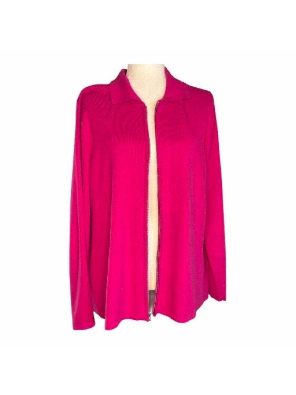 Croft & Barrow Women's Bold Pink Zipper Cardigan Size 1X